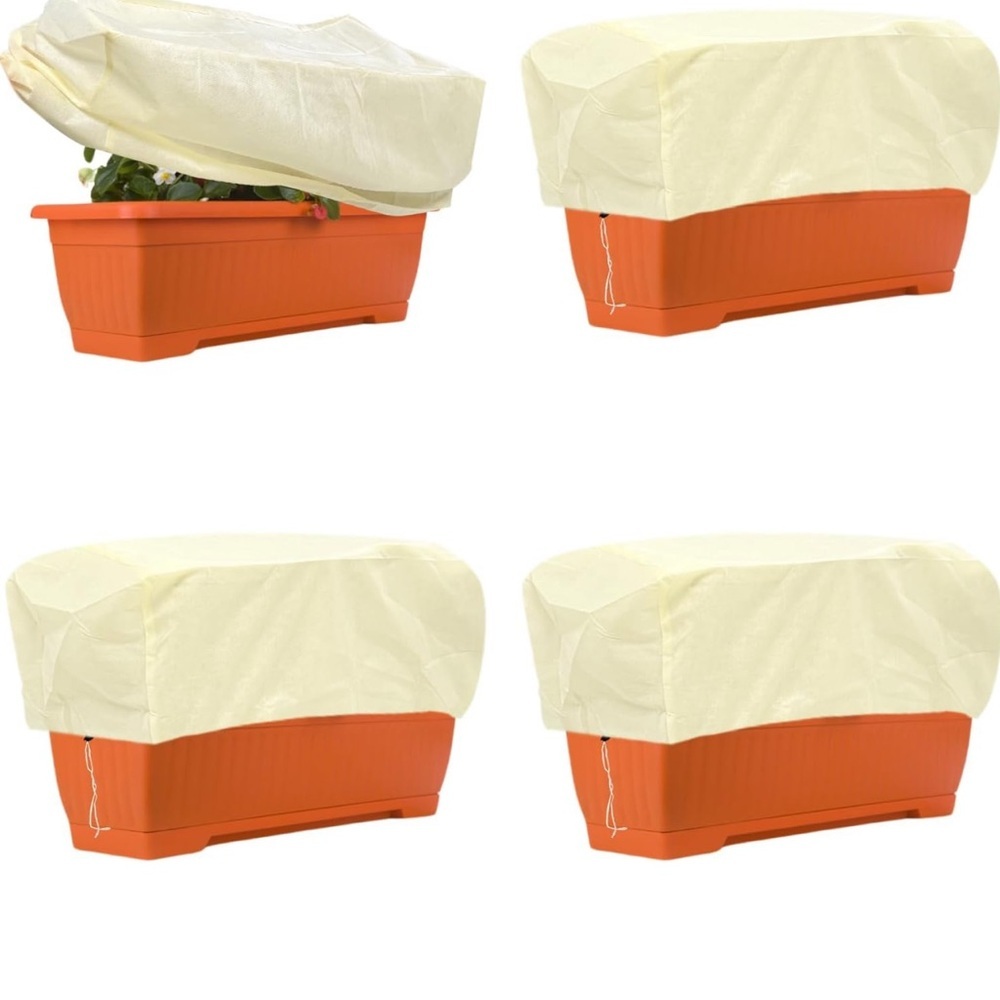 Rectangular Planter Box Cover Freeze Protection with Drawstring 2 Pieces NEW - Picture 2 of 9
